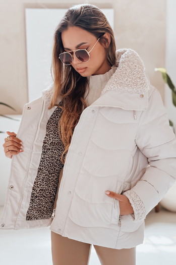 Damen WARMMISS gesteppte Winterjacke mit Kapuze weiß Dstreet TY4922