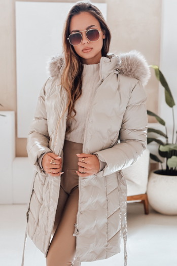 Damen Winterjacke CASSERIE gesteppt mit Kapuze hellbeige Dstreet TY4926