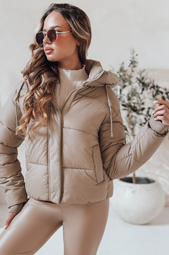 Damen SNOWLIKE gesteppte Winterjacke mit Kapuze hellbeige Dstreet TY4931