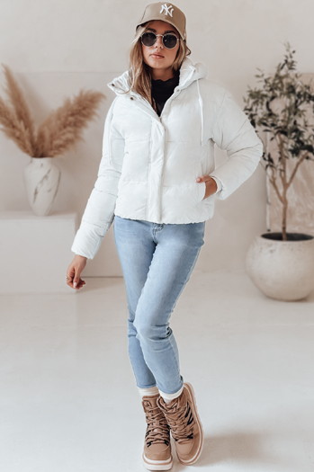 Damen SNOWLIKE gesteppte Winterjacke mit Kapuze weiß Dstreet TY4932