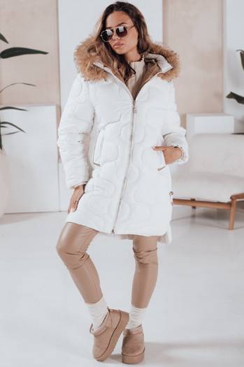 Damen Winterjacke VIRELIA gesteppt mit Kapuze weiß Dstreet TY4938