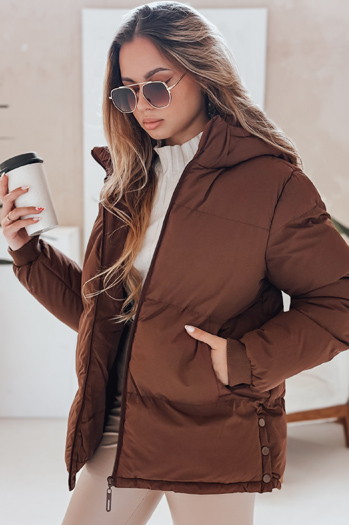 MISSFROST Damen Steppjacke mit Kapuze braun Dstreet TY4959