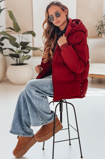 MISSFROST Damen Steppjacke mit Kapuze kastanienbraun Dstreet TY4960