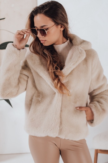 Damen Pelzmantel GLAMFLUFFY kurz beige Dstreet TY4984