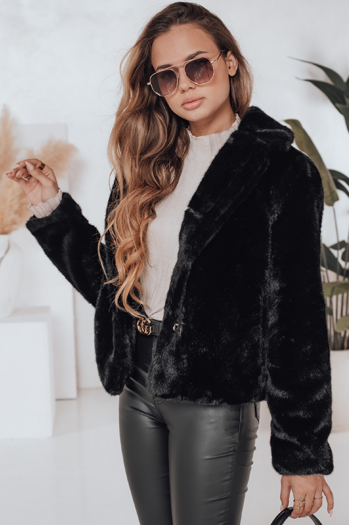 Damen Pelzmantel GLAMFLUFFY kurz schwarz Dstreet TY4985