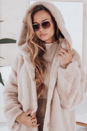 Damen Pelzmantel HELLOCHIC lang beige Dstreet TY4987