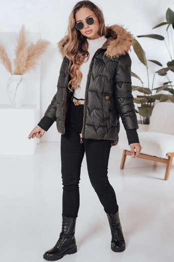 Damen Winterjacke SNOWMISS gesteppt schwarz mit Kapuze Dstreet TY4999