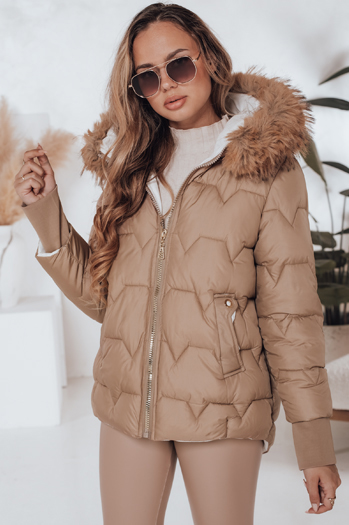 SNOWMISS Damen Winterjacke gesteppt beige mit Kapuze Dstreet TY5000