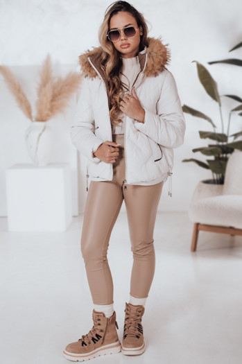 Damen Winterjacke COLDLIKE gesteppt mit Kapuze weiß Dstreet TY5002