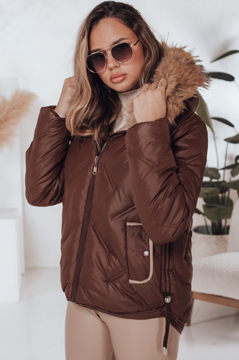 Damen Winterjacke COLDLIKE gesteppt mit Kapuze braun Dstreet TY5003