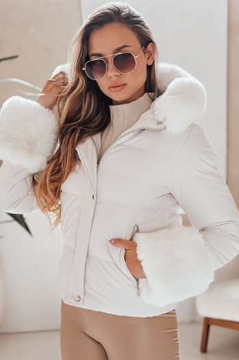 Damen Winterjacke YOUWARM kurz gesteppt mit Fell weiß Dstreet TY5007