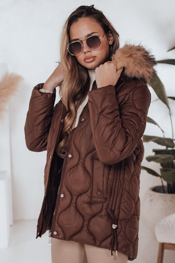 Damen Winterjacke LUMORE gesteppt mit Kapuze braun Dstreet TY5013