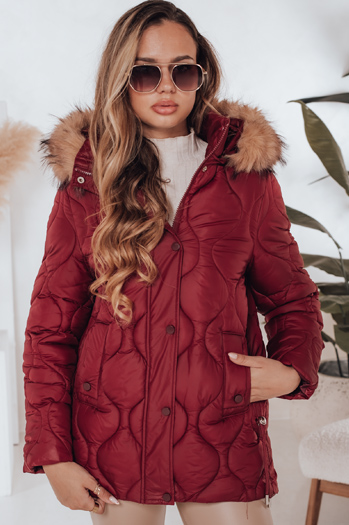 Damen Winterjacke LUMORE gesteppt mit Kapuze kastanienbraun Dstreet TY5014