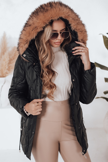 Damen Winterjacke LUMORE gesteppt mit Kapuze schwarz Dstreet TY5015