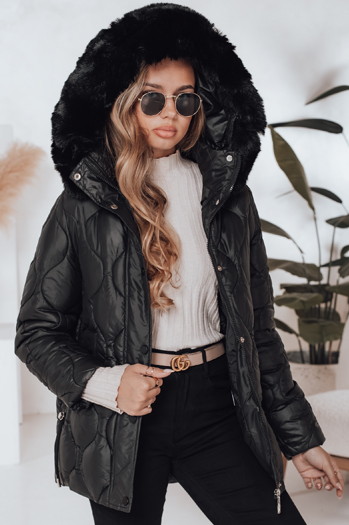 Damen Winterjacke LUMORE gesteppt mit Kapuze schwarz Dstreet TY5016