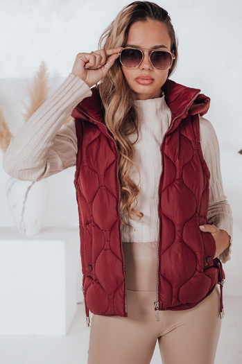 Damen Steppweste mit Kapuze MISSVEST burgundy Dstreet TY5017