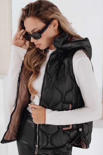 Damen Steppweste mit Kapuze MISSVEST schwarz Dstreet TY5022