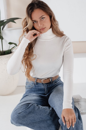 Damen-Rollkragenpullover VANORIA weiß Dstreet MY2491