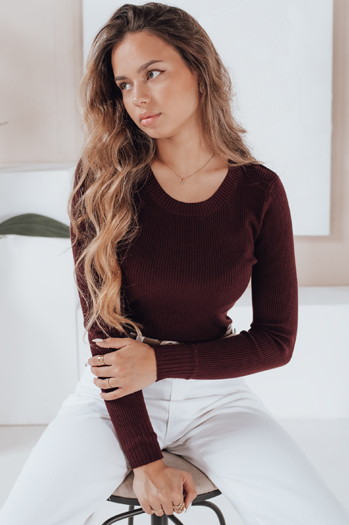 Damen-Rippenpullover NOLVIE burgundy Dstreet MY2493