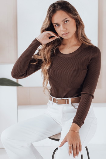 Damen-Rippenpullover NOLVIE braun Dstreet MY2494