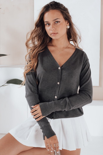 CHICGLOW Damen Strickjacke dunkelgrau Dstreet MY2498