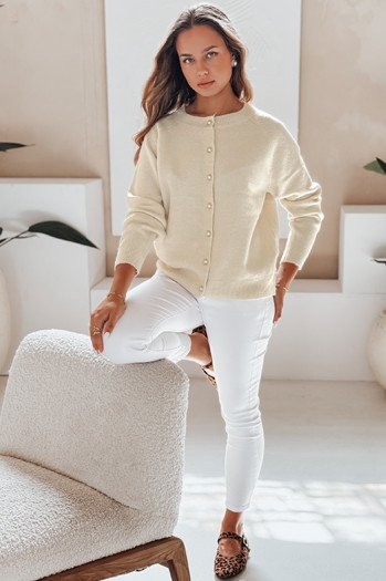 Damen Pullover mit Reißverschluss SELINA ecru Dstreet MY2515