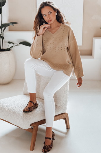 amski Pullover mit V-Ausschnitt VERALIA camel Dstreet MY2518