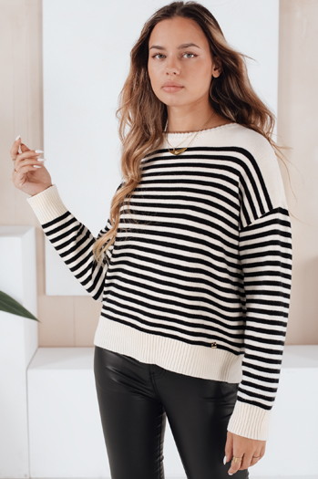 Gestreifter Damen-Pullover ELVARA beige Dstreet MY2523