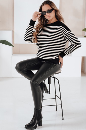 Gestreifter Damen-Pullover ELVARA schwarz Dstreet MY2524