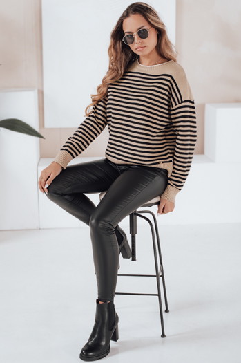 Gestreifter Damen-Pullover ELVARA camel Dstreet MY2525
