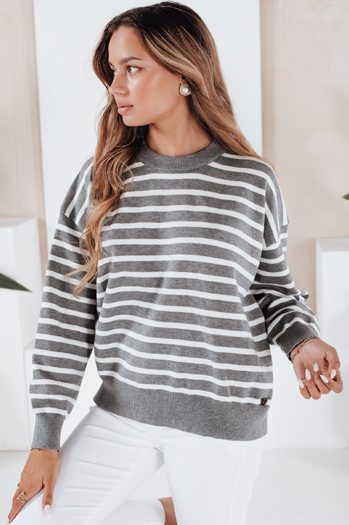 Gestreifter grauer Damen-Pullover Dstreet MY2540