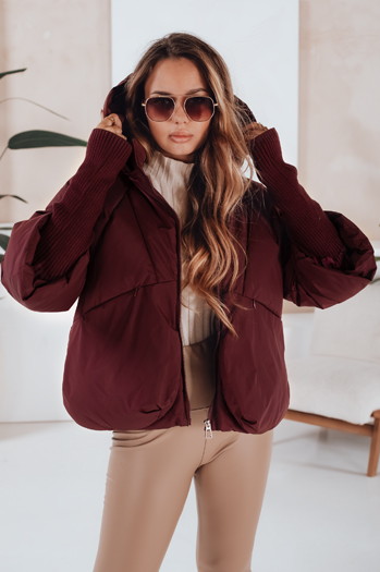 MISSLAYER Damen Winterjacke mit Kapuze burgunderrot Dstreet TY5037