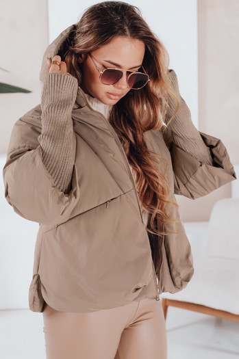 MISSLAYER Damen Winterjacke mit Kapuze dunkelbeige Dstreet TY5038