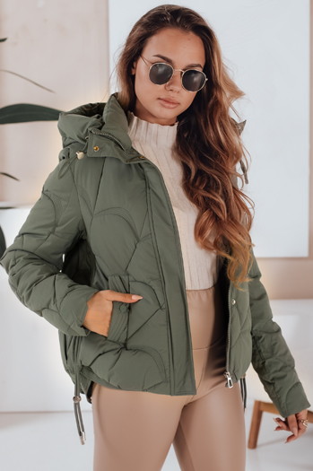 Damen Winterjacke LOVEWARM kurz gesteppt mit Kapuze grün Dstreet TY5040