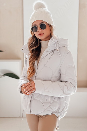 Damen Winterjacke LOVEWARM kurz gesteppt mit Kapuze weiß Dstreet TY5042
