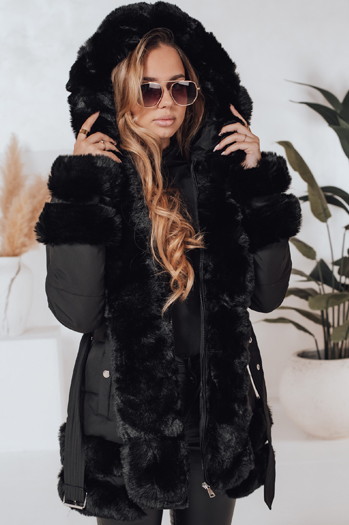 CITYGLANCE Damen Winterjacke mit Kunstfell schwarz Dstreet TY5045