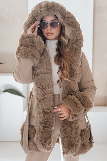 CITYGLANCE Damen Winterjacke mit Kamelfell Dstreet TY5046