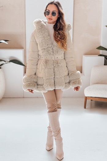 CITYGLANCE Damen Winterjacke mit Fell hellbeige Dstreet TY5047