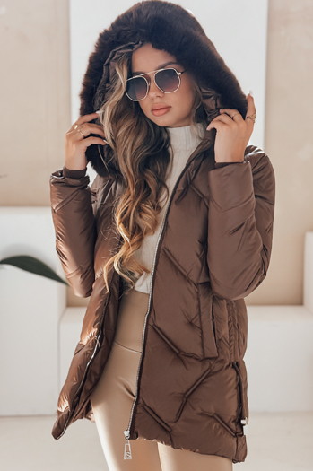 Damen Winterjacke LOVEINSIDE gesteppt mit Fell braun Dstreet TY5052