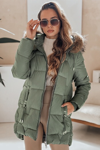Damen Winterjacke NORINA gesteppt mit Pelz grün Dstreet TY5055