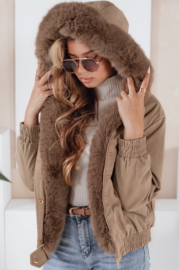 Damen Winterjacke VESSADA kurz mit Fell beige Dstreet TY5060