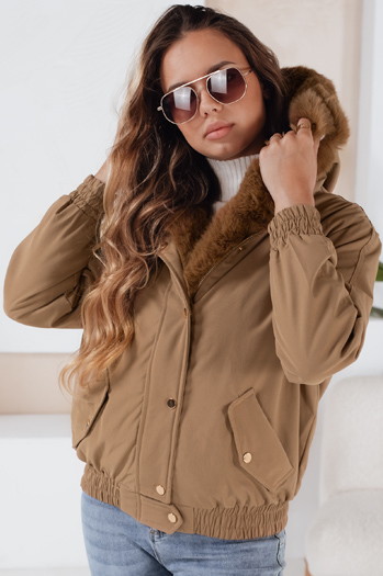 Damen Winterjacke VESSADA kurz mit Fell hellbraun Dstreet TY5061