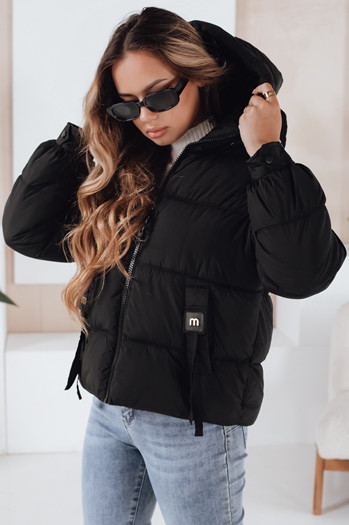 Gesteppte Damen Winterjacke mit Kapuze schwarz Dstreet TY5064