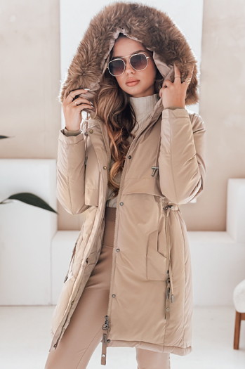 Damen Winter Parka Jacke mit Kapuze in camel Dstreet TY5082