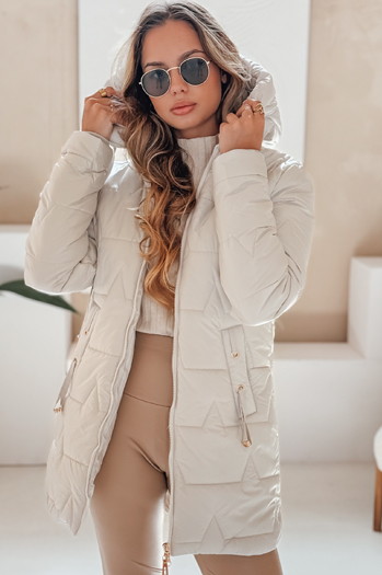 Damen Steppwinterjacke mit Kapuze hellgrau Dstreet TY5092