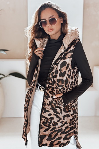 Beidseitige Kapuzenweste für Damen in camel Dstreet TY5095