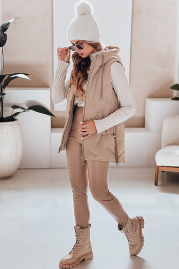 Steppweste mit Kapuze für Damen in camel Dstreet TY5107