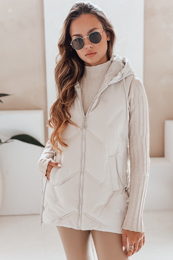 Damen Steppweste mit Kapuze weiß Dstreet TY5108