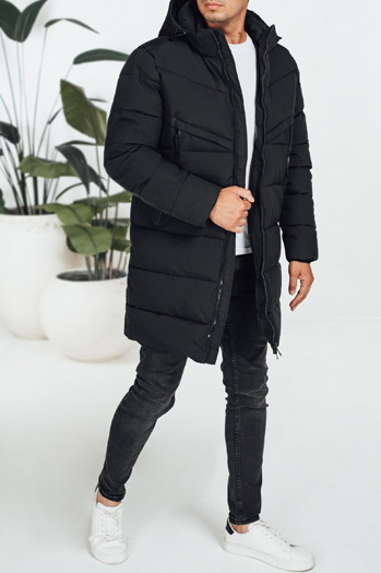 Herren Winterjacke mit Kapuze schwarz gesteppt TX5070