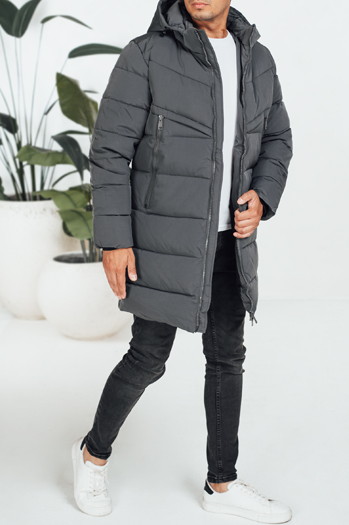 Herren Winterjacke mit Kapuze dunkelgrau gesteppt TX5071